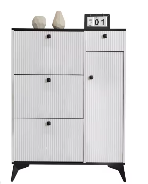 Schoenenkast met 3 Kleppen en Lade – Witte Hal Kast