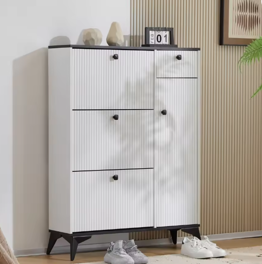 Schoenenkast met 3 Kleppen en Lade – Witte Hal Kast