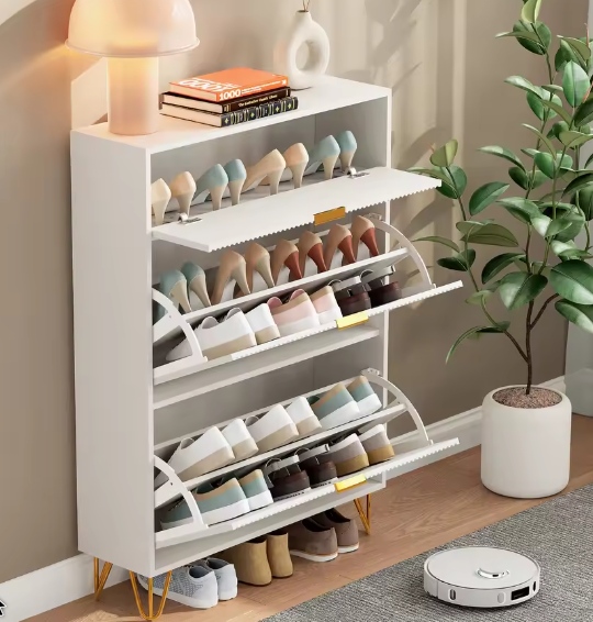 Moderne Schoenenkast met 2 Vouwdeuren en Bovenvak