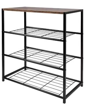 Schoenenbank met 3 Lagen en Zitgedeelte – Metaal en amp; Hout