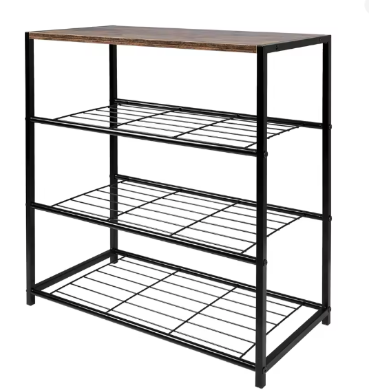 Schoenenbank met 3 Lagen en Zitgedeelte – Metaal en amp; Hout