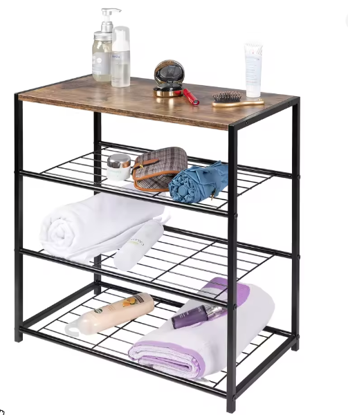 Schoenenbank met 3 Lagen en Zitgedeelte – Metaal en amp; Hout