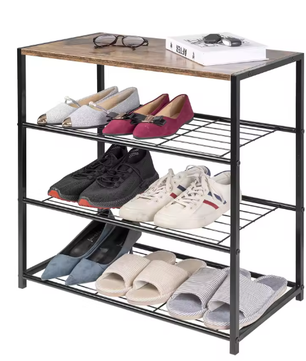 Schoenenbank met 3 Lagen en Zitgedeelte – Metaal en amp; Hout