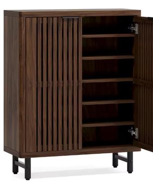 Schoenenkast met 6 Lagen en Lamellendeuren – Hout en amp; Metaal