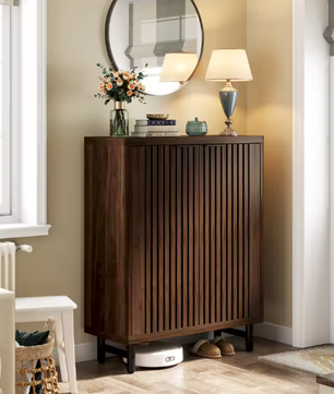 Schoenenkast met 6 Lagen en Lamellendeuren – Hout en amp; Metaal