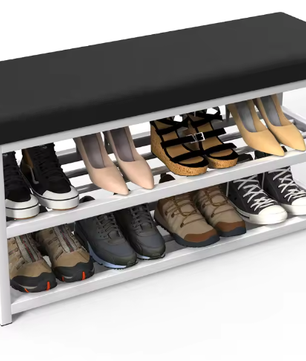 Schoenenbank met Kussen – 2 Niveaus Schoenenrek – 90 cm