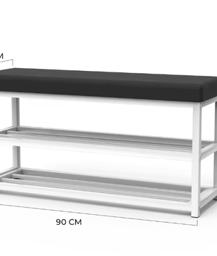 Schoenenbank met Kussen – 2 Niveaus Schoenenrek – 90 cm