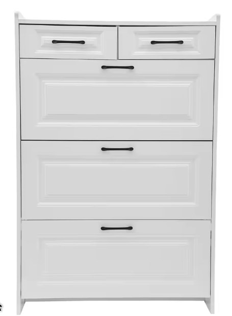 Schoenenkast met 3 kleppen en 2 lades – Smal en Modern – Wit