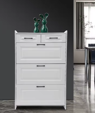 Schoenenkast met 3 kleppen en 2 lades – Smal en Modern – Wit