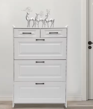 Schoenenkast met 3 kleppen en 2 lades – Smal en Modern – Wit