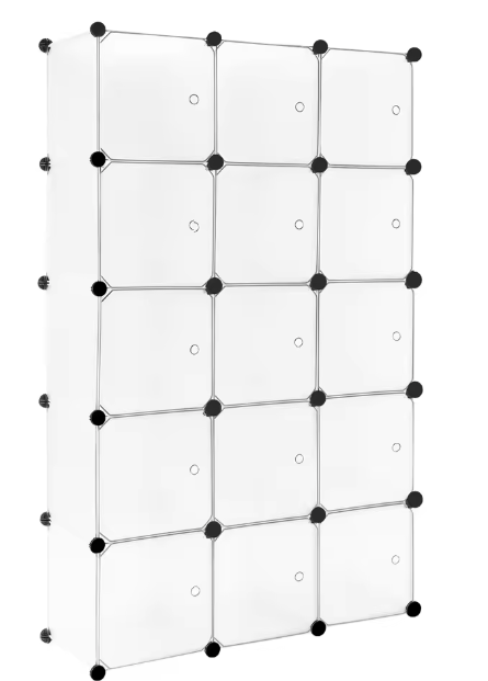 Modulaire Schoenenkast met 15 Kubussen – Wit Opbergsysteem