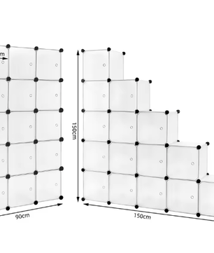 Modulaire Schoenenkast met 15 Kubussen – Wit Opbergsysteem