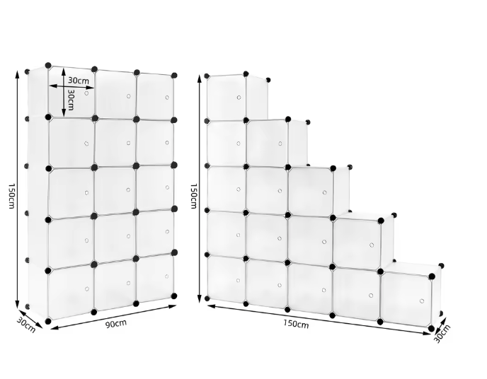 Modulaire Schoenenkast met 15 Kubussen – Wit Opbergsysteem