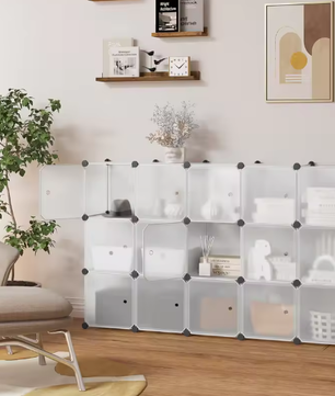 Modulaire Schoenenkast met 15 Kubussen – Wit Opbergsysteem