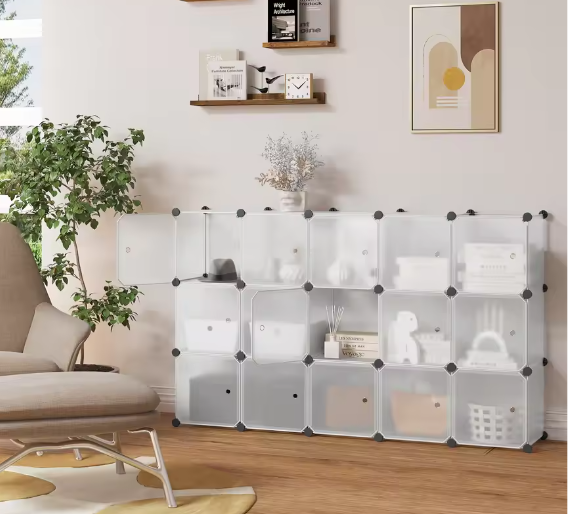 Modulaire Schoenenkast met 15 Kubussen – Wit Opbergsysteem