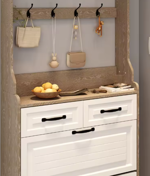 Schoenenkast met Kapstok en 3 Deuren – Hal Opbergmeubel