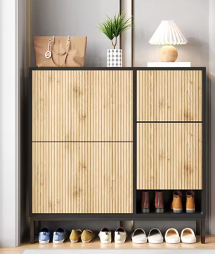 Schoenenkast met 3 Kleppen en Verborgen Zitbank – Grote Capaciteit