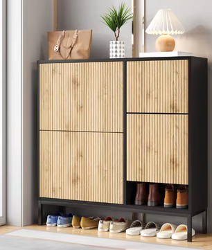 Schoenenkast met 3 Kleppen en Verborgen Zitbank – Grote Capaciteit