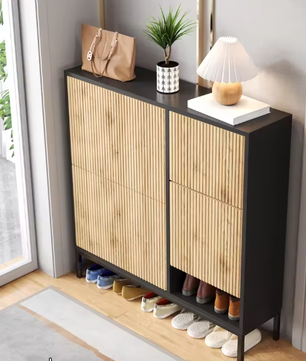 Schoenenkast met 3 Kleppen en Verborgen Zitbank – Grote Capaciteit