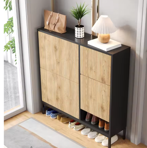 Schoenenkast met 3 Kleppen en Verborgen Zitbank – Grote Capaciteit