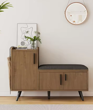 Schoenenbank met Lades en Kussen – Compact en Functioneel