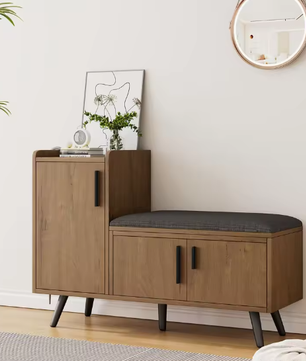 Schoenenbank met Lades en Kussen – Compact en Functioneel