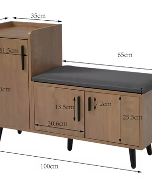 Schoenenbank met Lades en Kussen – Compact en Functioneel