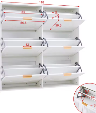 Schoenenkast met 6 Kleppen en Open Opbergruimte