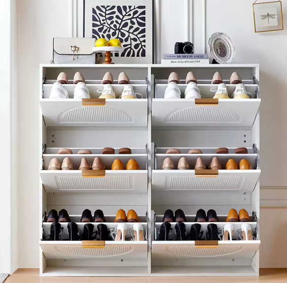 Schoenenkast met 6 Kleppen en Open Opbergruimte