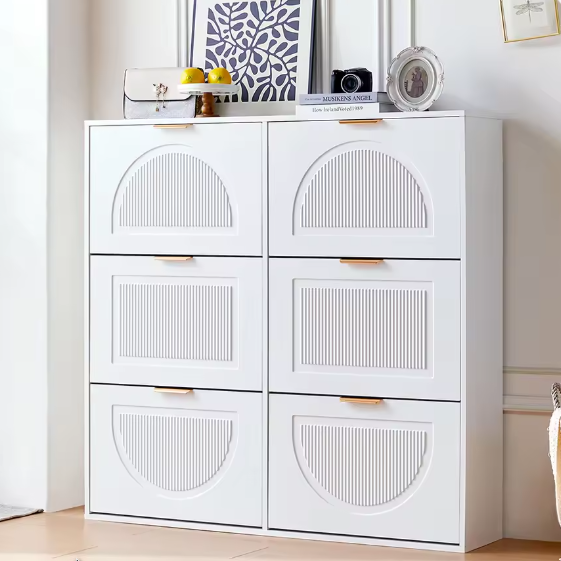 Schoenenkast met 6 Kleppen en Open Opbergruimte