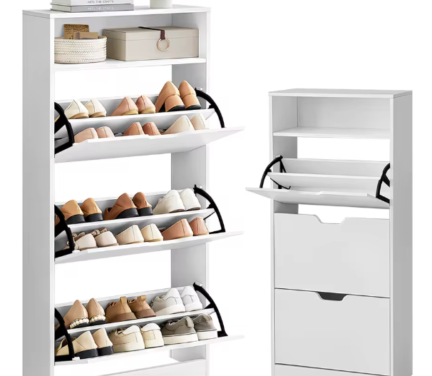 Smal 3-laags Schoenenrek met Klapladen – Schoenenkast Organizer