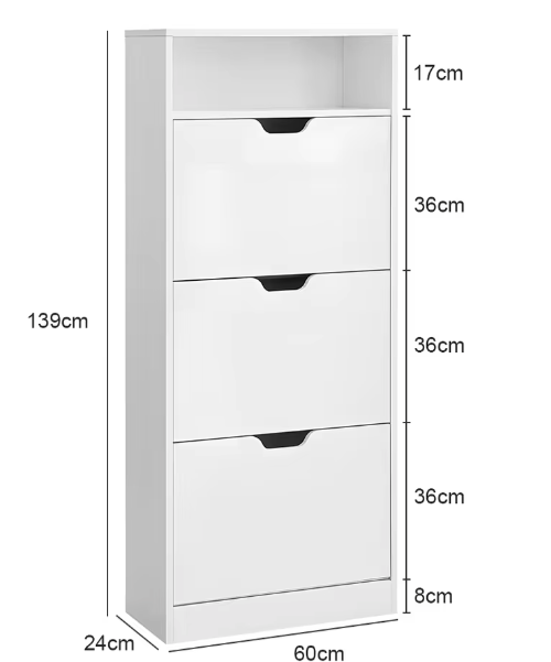 Smal 3-laags Schoenenrek met Klapladen – Schoenenkast Organizer