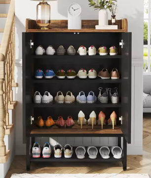 Schoenenkast met Deuren – 5-Laags Houten Schoenenopbergkast voor Hal