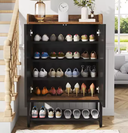 Schoenenkast met Deuren – 5-Laags Houten Schoenenopbergkast voor Hal