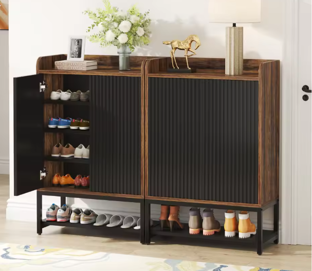 Schoenenkast met Deuren – 5-Laags Houten Schoenenopbergkast voor Hal