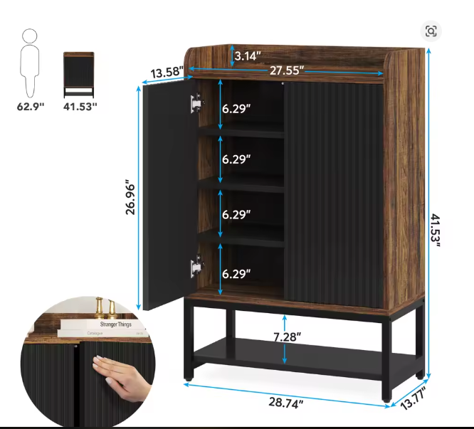 Schoenenkast met Deuren – 5-Laags Houten Schoenenopbergkast voor Hal