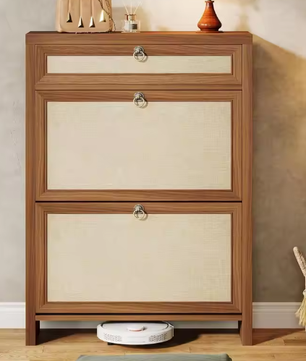 Schoenenkast met 2 Klapladen – Compact en amp; Ruimtebesparend Schoenenrek voor Entree