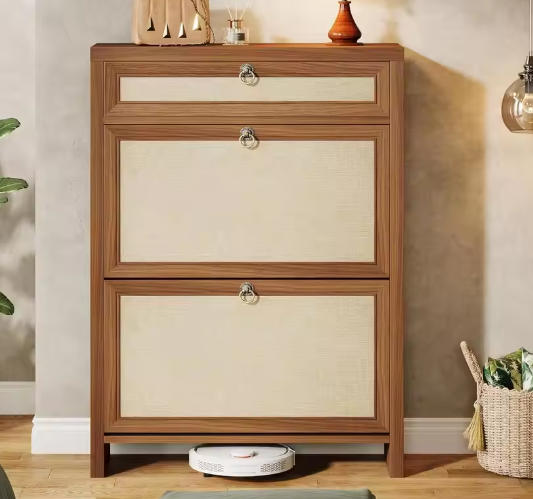 Schoenenkast met 2 Klapladen – Compact en amp; Ruimtebesparend Schoenenrek voor Entree