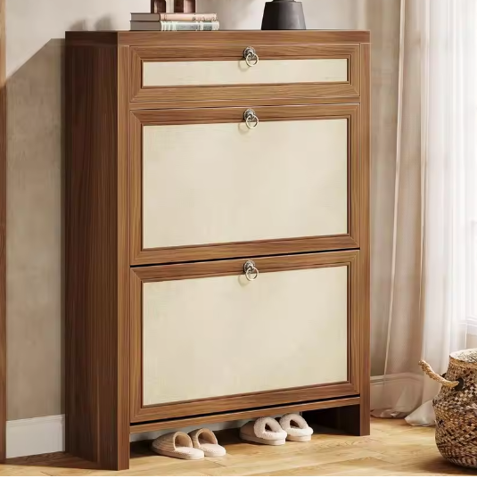 Schoenenkast met 2 Klapladen – Compact en amp; Ruimtebesparend Schoenenrek voor Entree