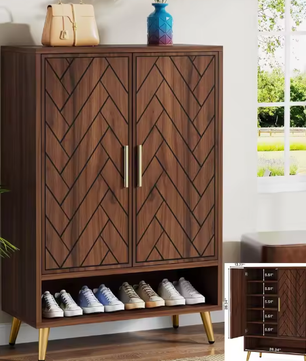 Schoenenkast met 2 Klapladen – Compact en amp; Ruimtebesparend Schoenenrek voor Entree