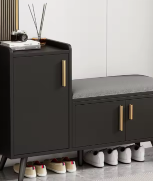 Schoenenkast met Zitbank – 3 Deuren en amp; Verstelbare Opbergruimte