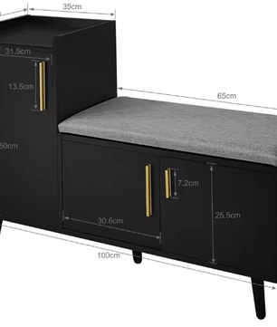 Schoenenkast met Zitbank – 3 Deuren en amp; Verstelbare Opbergruimte