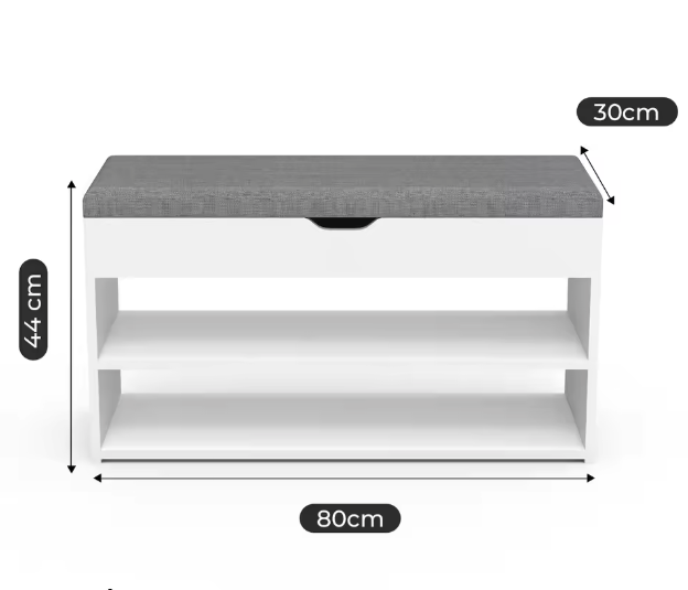 Schoenenbank met opklapzitting en 2 open planken