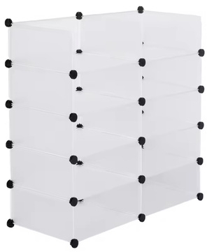 Modulair Schoenenrek met 10 Vakjes – Wit – 47×35×170 cm
