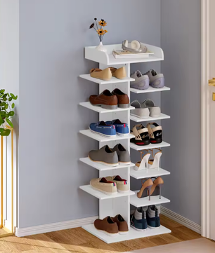 Witte Schoenenkast met 12 Vakken – Ruimtebesparend Rek