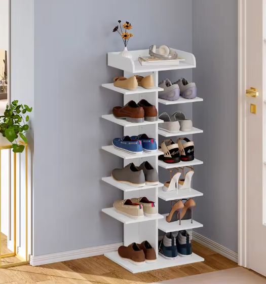 Witte Schoenenkast met 12 Vakken – Ruimtebesparend Rek
