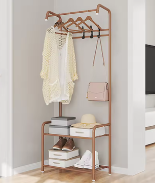 Kledingrek met Schoenenrek – Metalen Kapstok met 2 Planken en 4 Haken