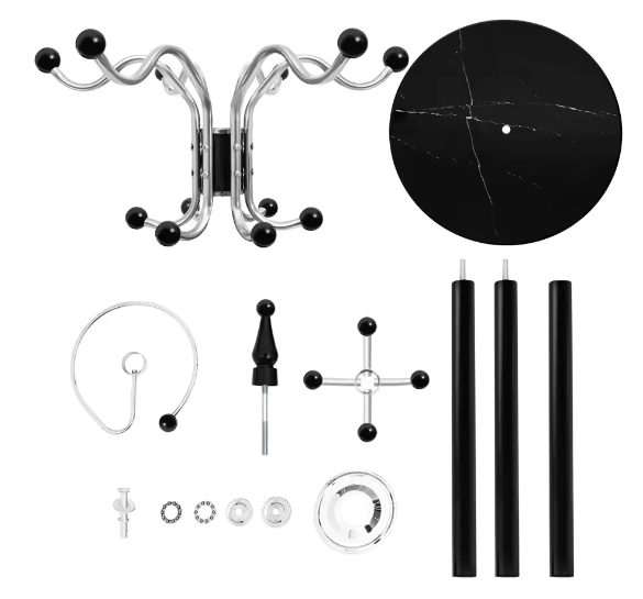 Robuust Hoeden- en Kledingrek met RVS Frame en Marmeren Basis