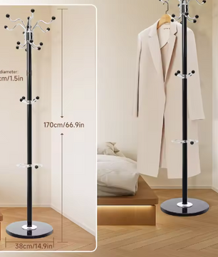 Robuust Hoeden- en Kledingrek met RVS Frame en Marmeren Basis