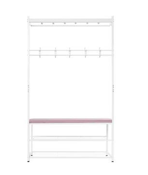 Multifunctionele kledingstandaard met bank en schoenenrek – Met haken voor jassen, tassen en accessoires